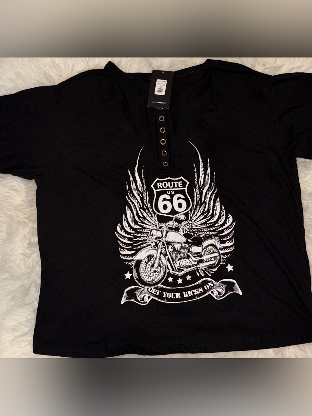 Fashion Nova Black Route 66 Winged Motorcycle Graphic Tunic